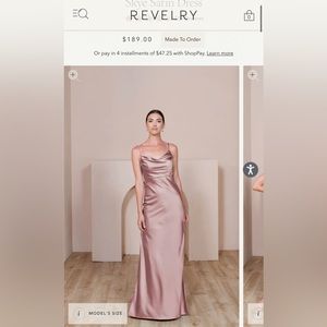 Revelry Skye Satin Dress, Rose Quartz, Size 8
